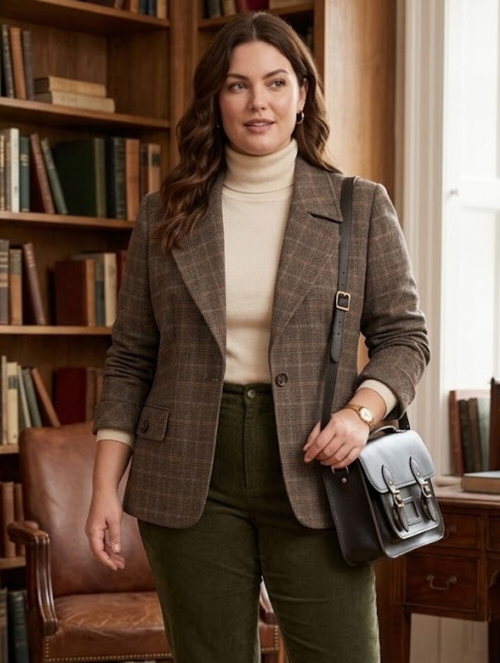 Plus Sized Plaid Blazer Jacket Dark Academia Preppy Corpcore Office Siren